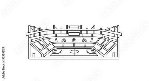 Modern Football Stadium Line Art Illustration