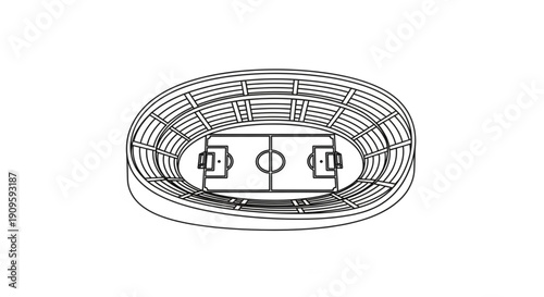 Minimalist Soccer Stadium Line Art Illustration