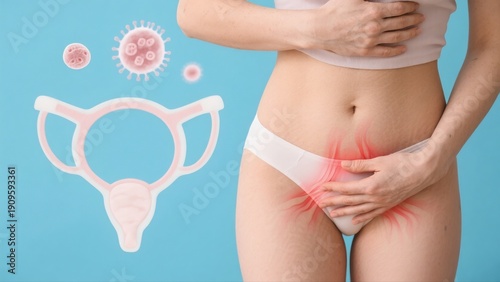 Concept of vaginal yeast infection: Women experience symptoms of itching and irritation in the vagina and vulva