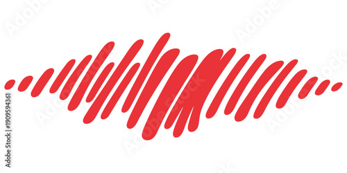 Vector illustration of a human hand holding a red paint brush and nail polish to create a heart symbol for art and love