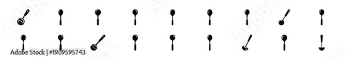 Photos Collection of black   food stirring spoon silhouette isolated on white background