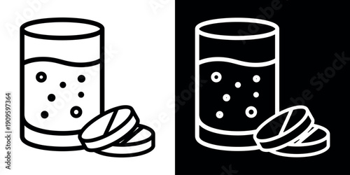 Effervescent icon flat black and white background vector illustration. Effervescent icon for app or web
