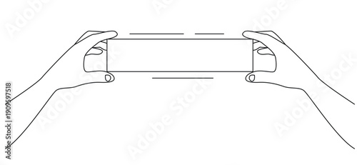 Line Art Hands Holding a Banner Isolated on White. Signs and announcements place for text vector art