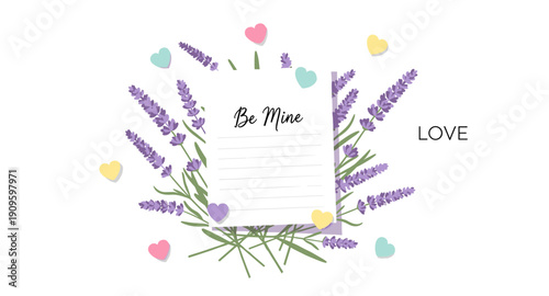 Be Mine message with lavender and hearts, perfect for romantic occasions