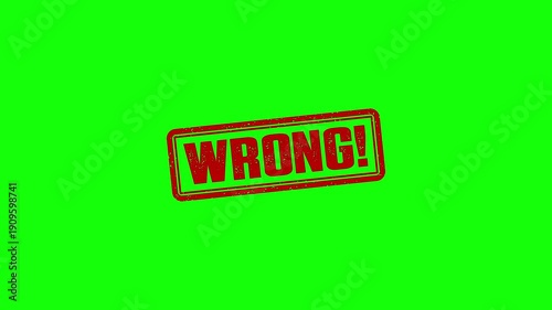 Wrong rubber stamp animation. wrong texture text Up to down motion graphics. stamp zooming and hit effect 4k video.