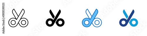 Cut Tool Multiple Style Icon Design Vector - Scissors representing cutting action, editing process, and content removal