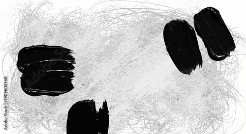 Modern abstract black paint strokes on white background