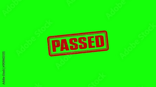 Passed rubber stamp animation. passed texture text Up to down motion graphics. stamp zooming and hit effect 4k video.