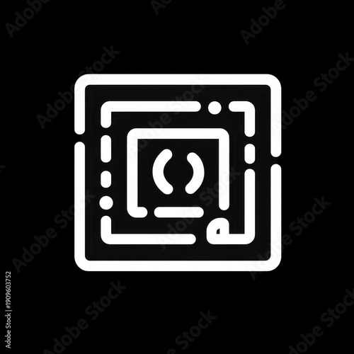 Black and white square icon with white square icon.