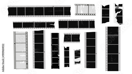 Collection of broken film strips