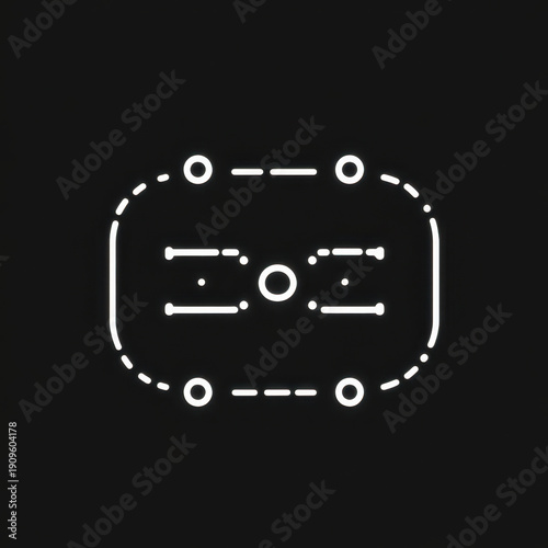 Neon sign glowing on black background.