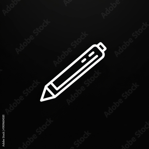 White pencil icon on black background.