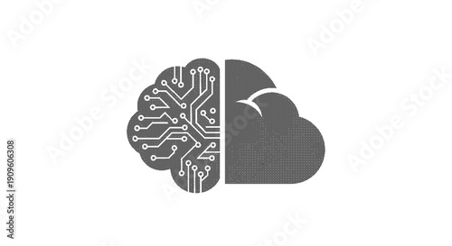 Vector illustration of human brain divided into two halves