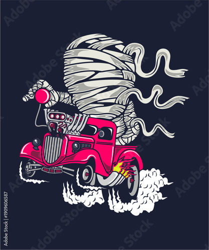 Mummy Race Halloween Spooky Fun Vector Illustration