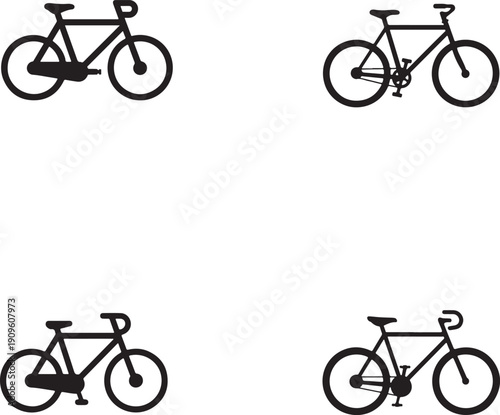 Four black and white bicycle in a square arrangement