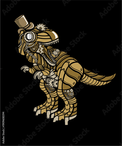 Steampunk T-Rex Dinosaur Vector - Mechanical Prehistoric Creature