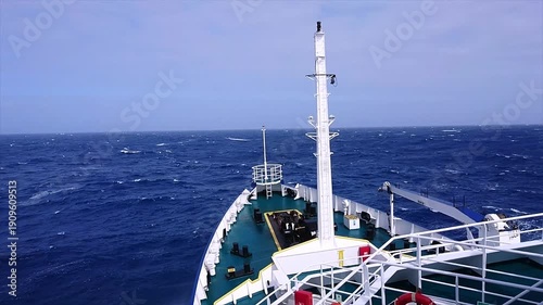 Antarctic Research Vessel in Rough Southern Ocean Waters