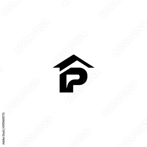 Modern Minimalist House and Letter P Logo Design Concept. Real Estate, Property, Home or Business Icon Symbol.