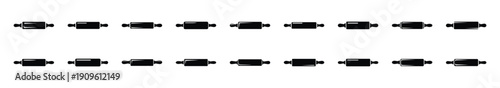 Collection of black   rolling pin silhouette isolated on white background. cooking vector illustration icons.