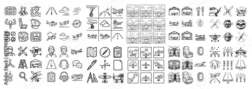 Aviation themed icon set for travel design