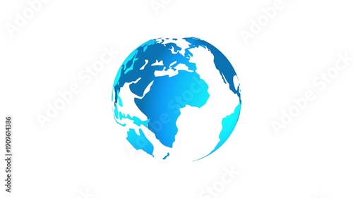 Animated globe planet earth rotating on white background and green screen for motion graphics