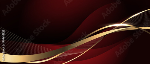Abstract luxury element with gold light glow effect on red modern graphic design decoration for banner template background vector