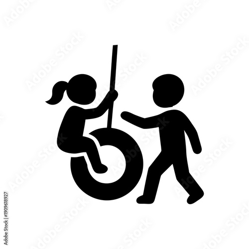 Friends Playing Tire Swing Icon