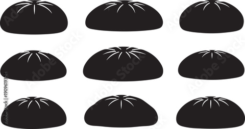 Black Berets in Various Positions on White Background Illustration