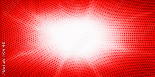 Red abstract background featuring stars and halftone dots with a blue vector wave design and circular light elements for a digital wallpaper texture