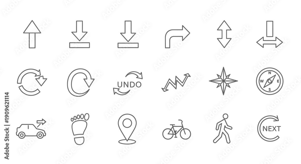Fototapeta premium Essential UI UX Line Icons Set for Web and App Design on Isolated White Background