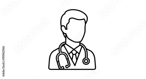 Professional Male Doctor Icon with Stethoscope Representing Healthcare Expert, isolated white background