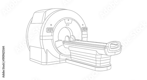 Advanced medical MRI machine for diagnostic imaging on isolated white background