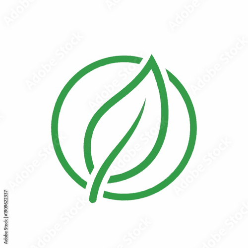 Green Leaf Inside Circle Logo Symbol.