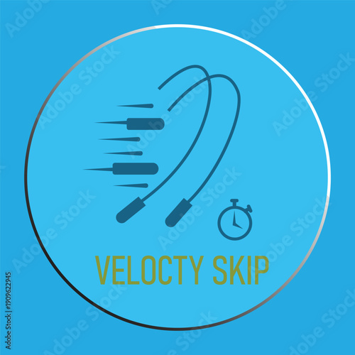 Minimalist Jump Rope Fitness Logo with Stopwatch and Motion Lines