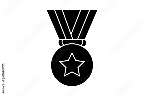 This image is a flat-style icon of a medal, symbolizing victory or excellence.