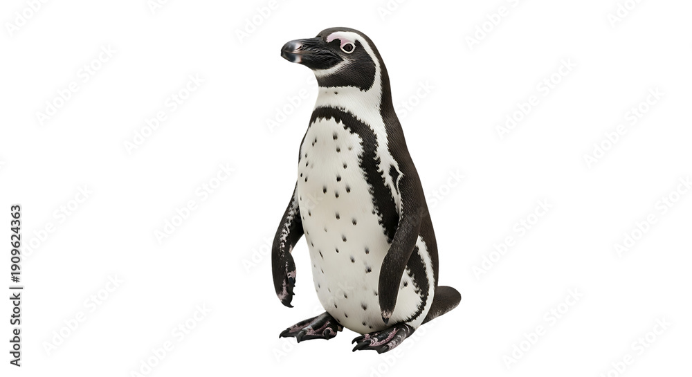Fototapeta premium Isolated penguin standing upright on transparent background