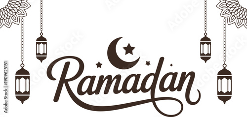 arabic ramadan kareem calligraphy lettering ramadhan greeting text for ramzan mubarak with lantern islamic pattern background