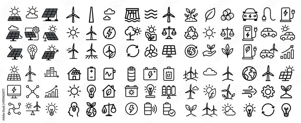 Obraz premium Sustainable energy and environment icons