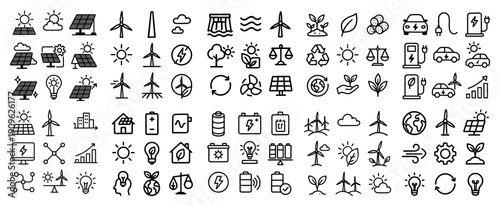 Sustainable energy and environment icons