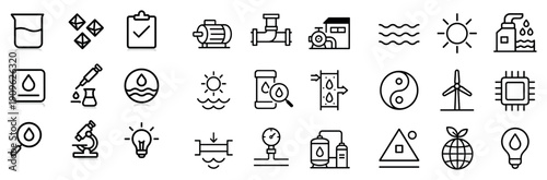 Science and energy outline icons collection