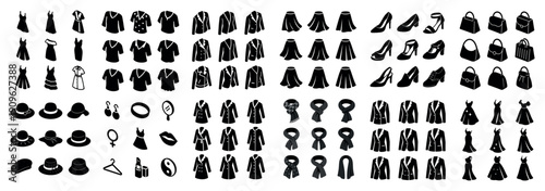 Fashion accessories and clothing icons set