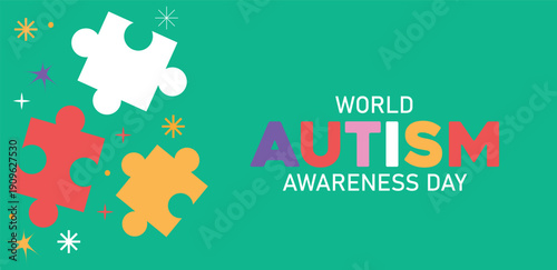 World Autism Awareness Day with Colorful Puzzle Pieces