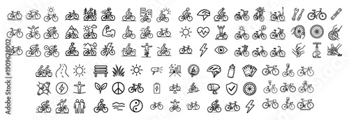 Diverse cycling icon set