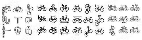 Bicycle line art icons collection