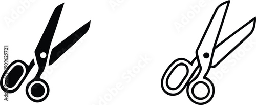 A pair of scissors and a drawing of scissors on a white background