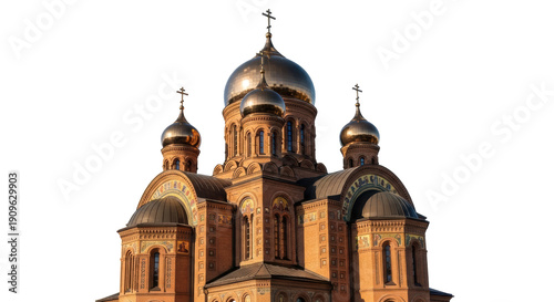 Fotografi Chernivtsi Orthodox Cathedral with golden domes isolated PNG, Ukrainian architec