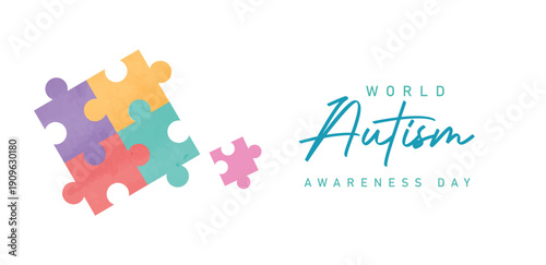 World Autism Awareness Day with Colorful Puzzle Pieces