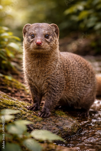 Mongoose Standing Alert in Natural Forest Habitat
