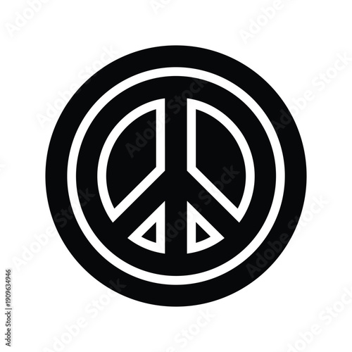 Vibrant peace sign symbol in modern black and white design