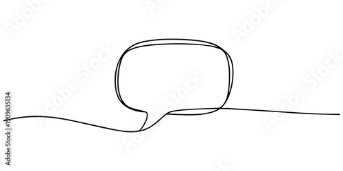Foto Speech bubbles continuous one line drawing, Empty speech bubbles minimalist line